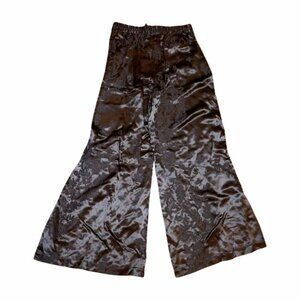 Johnny Was Sophia Black Floral Wide-Leg Pants, Small NWT
